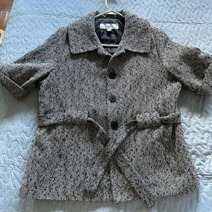 Merona short wool polyester acrylic 3 buttons jacket with belt lined dry clean